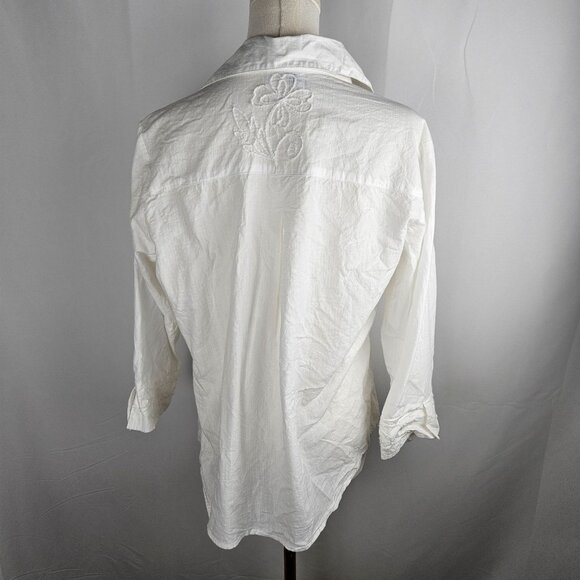 Parsley & Sage Shirt Large White Embroidered Button-Up Indie Asymmetrical Boho - Picture 4 of 8